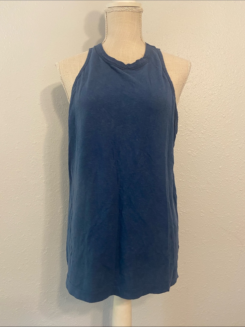 Athleta Blue 100% Organic Cotton Lightweight Racerback Tank Size Large